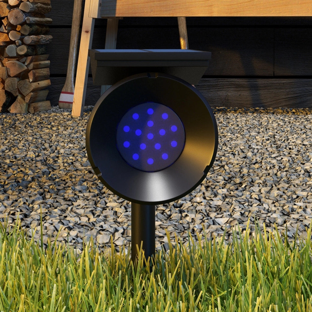Set 2 Luci da Giardino Solari RGB con 2 Modalità di Illuminazione 10,6x15x38 cm in PP e PC Nero