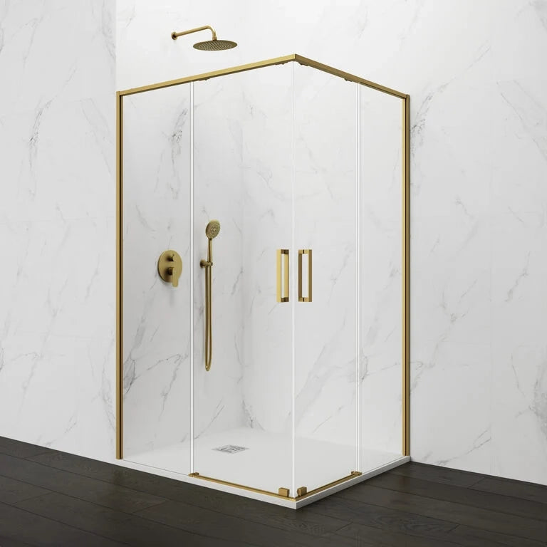 Box doccia angolare TWENTY apertura al vertice 80x70 cm (75-80/65-70) oro vetro trasparente