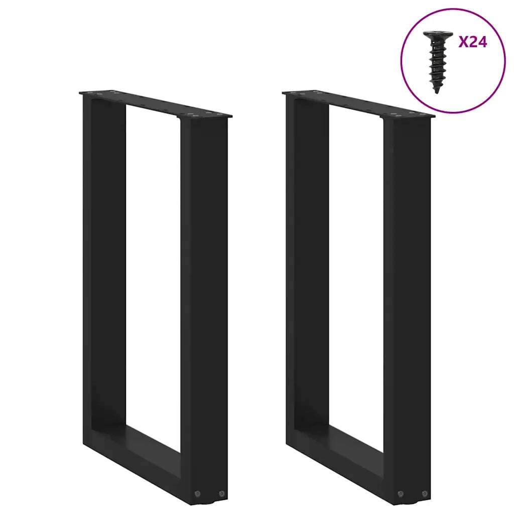 vidaXL Gambe per tavolo da pranzo a forma di U 2 pz nere 50x(72-73) cm in acciaio