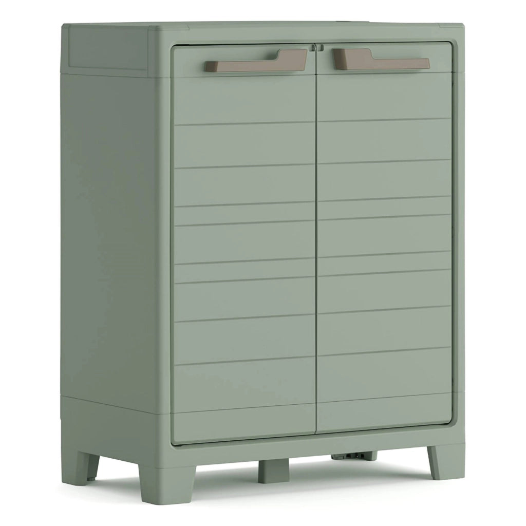 Armadio da esterno Quesnel, Mobile outdoor, Mobiletto giardino multiuso, Made in Italy, 80x44 h100 cm, Grigio e Verde
