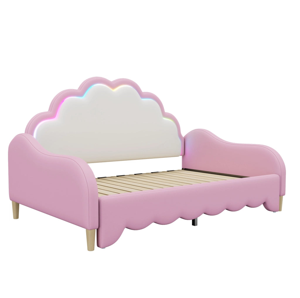 Letto sofa bed 140x200 cm con testiera LED; PU rosa