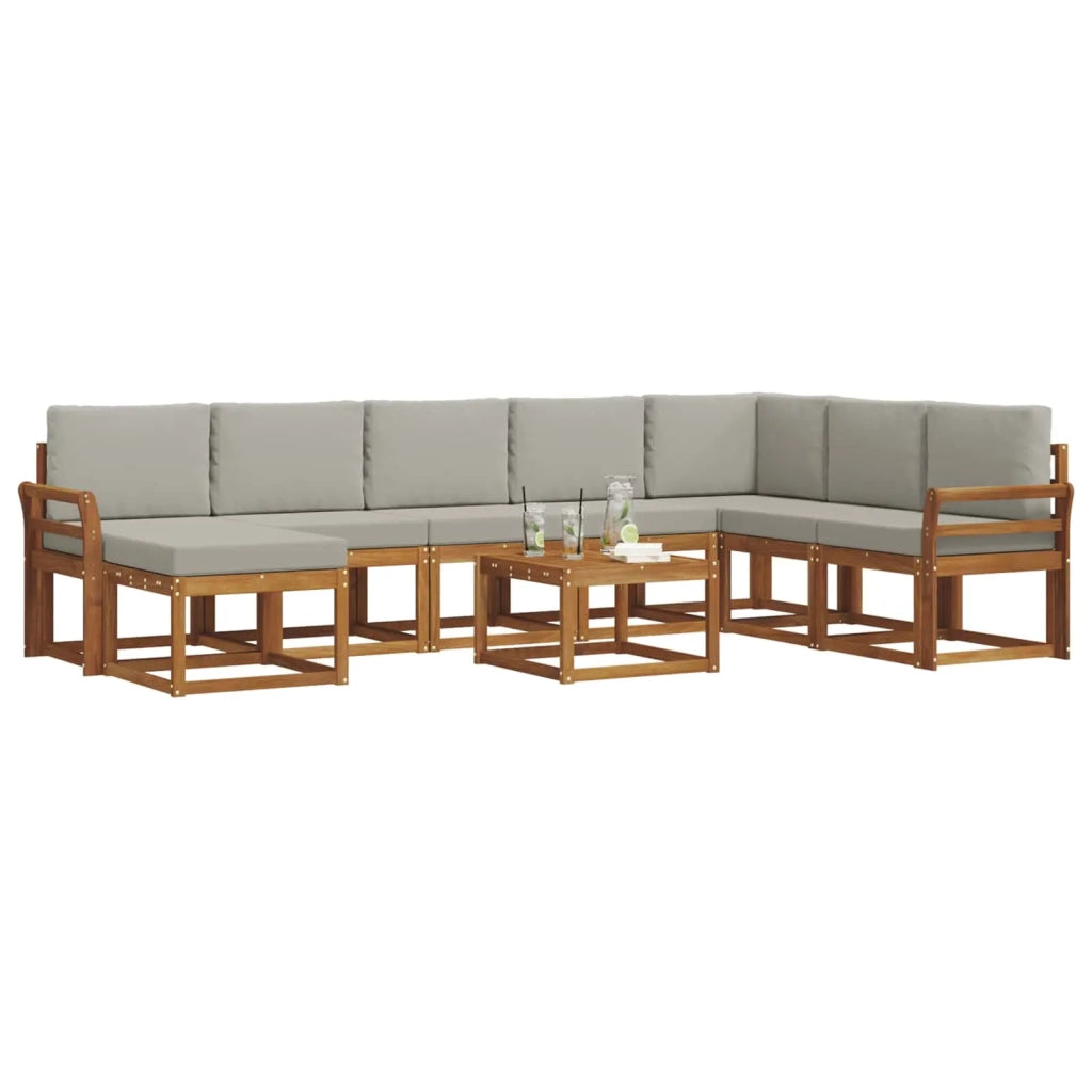 Set di divani da esterno 9 pcs Grigio Naturale e Chiaro 3366849