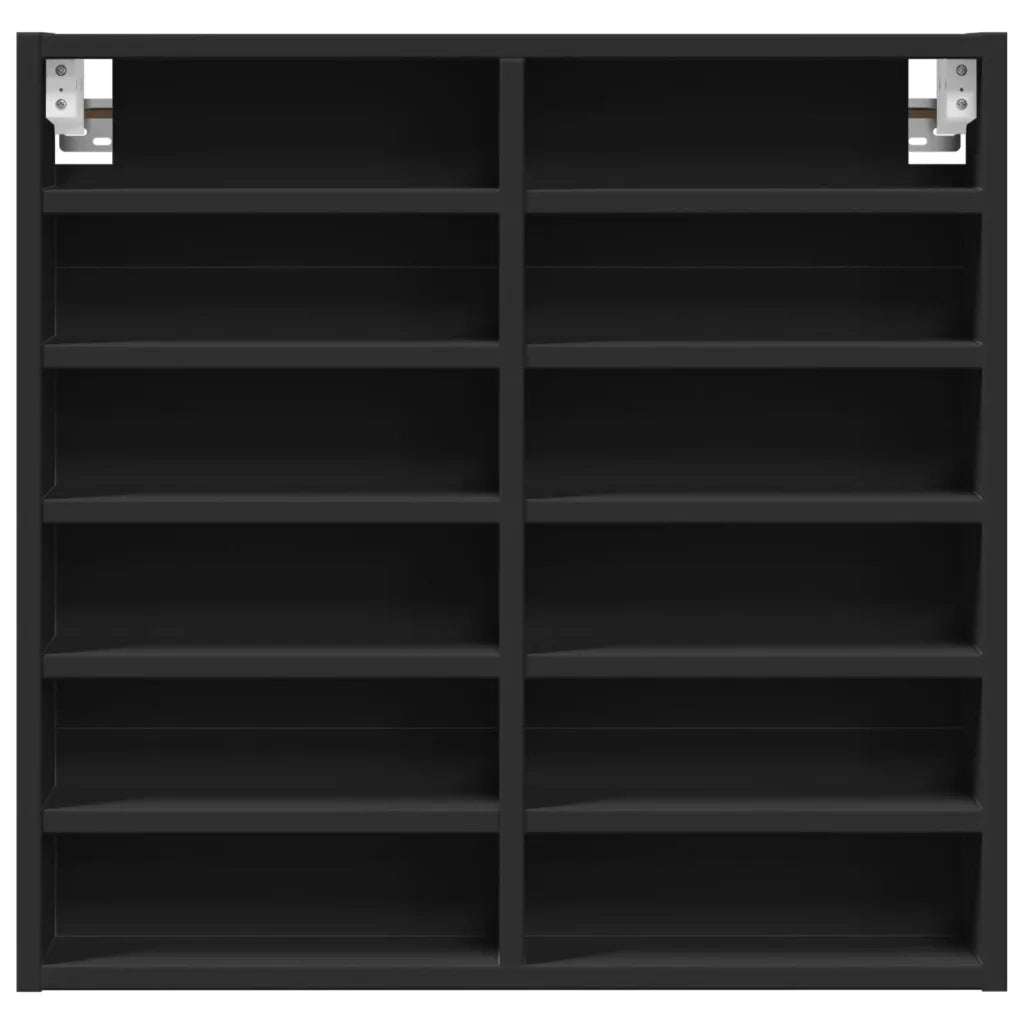 Armadietto con Vetrina Nero 60x8,5x58 cm in Legno Multistrato 847962