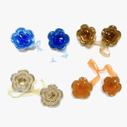 Trade Shop - 2 Calamite Fiori Fiore Brillantinato Fermatenda Glitter Strass Ferma Tenda -