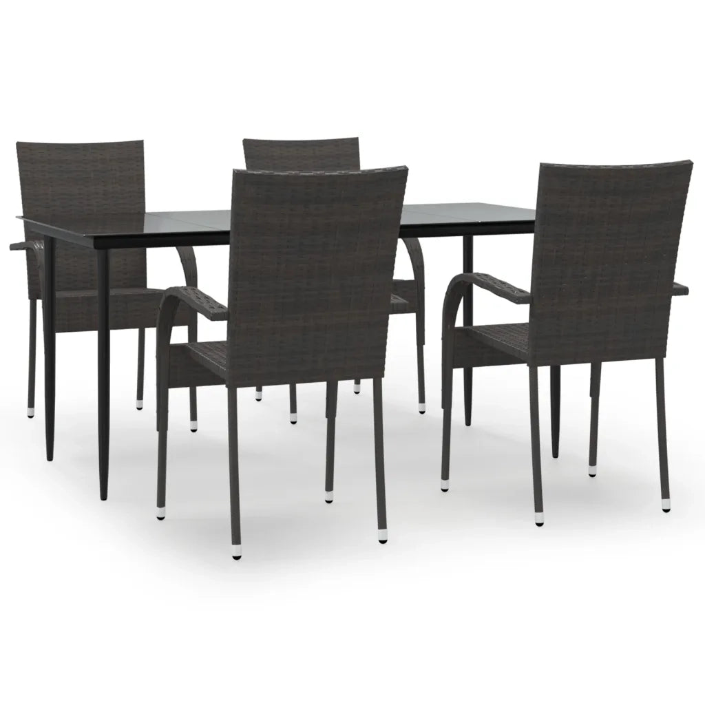 Set da Pranzo da Giardino 5 pz | Set Salotto da Giardino Marrone in Polyrattan