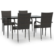 Set da Pranzo da Giardino 5 pz | Set Salotto da Giardino Marrone in Polyrattan