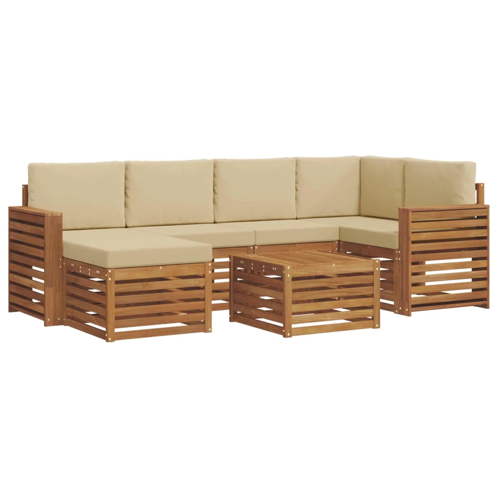 Set divano sezionale con cuscino 7 pcs Naturale e Beige