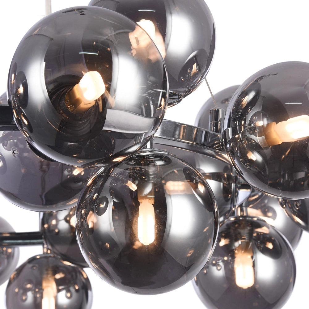 Maytoni Lampadario contemporaneo Dallas 25 luci G9 cromo metallo vetro soffiato fumè