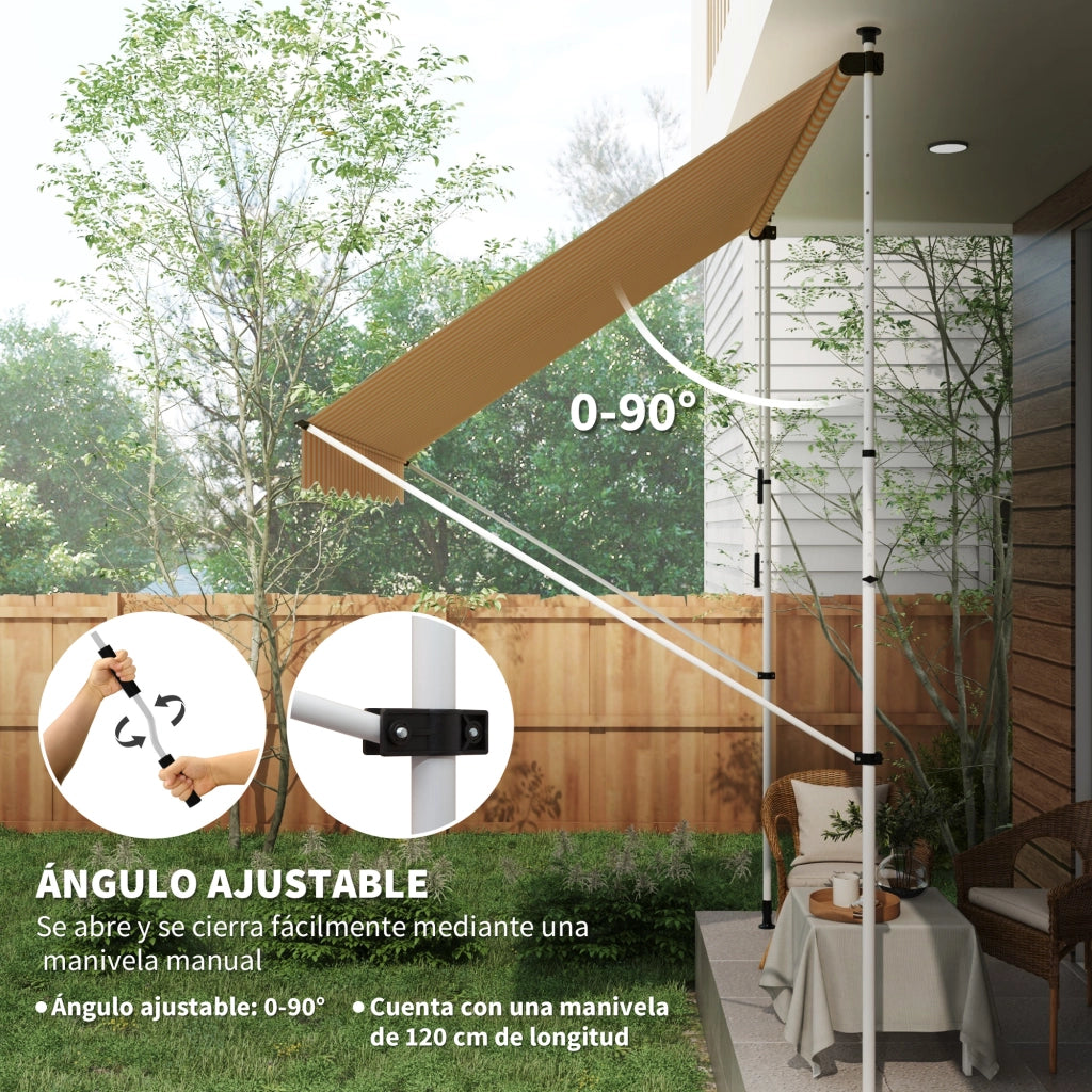 Toldo Manuale Retrattile per Terrazza ¨C zephmum ¨C Arancione 300x150x170-280 cm
