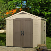 Casetta da giardino Weyburn, Capanno da esterno, Rimessa da giardino, Ripostiglio per attrezzi, 257x182 h243 cm, Beige