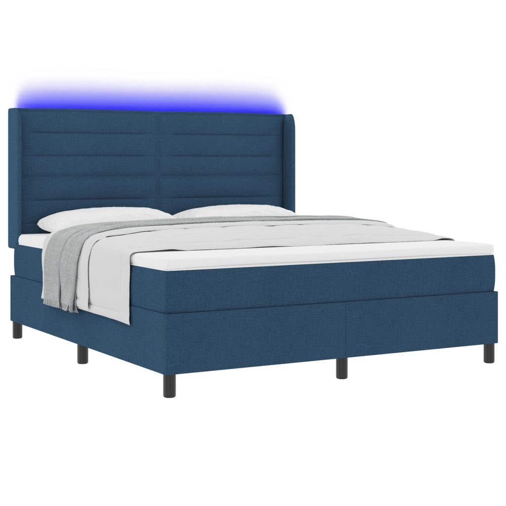 Letto a Molle con Materasso e LED Blu 180x200 cm Tessuto