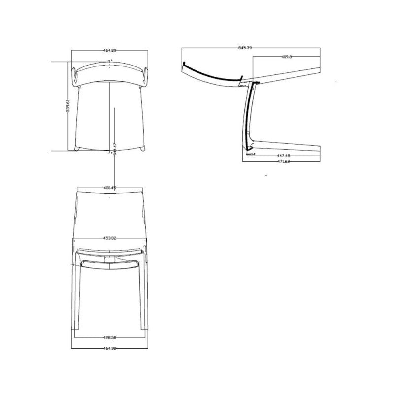 Sedia Curtis polipropilene antracite design ergonomico set 4 pezzi