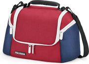 Sacchetto termico per picnic, ufficio e lavoro, per adulti, con 2 tasche con chiusura a zip, colore rosso e blu