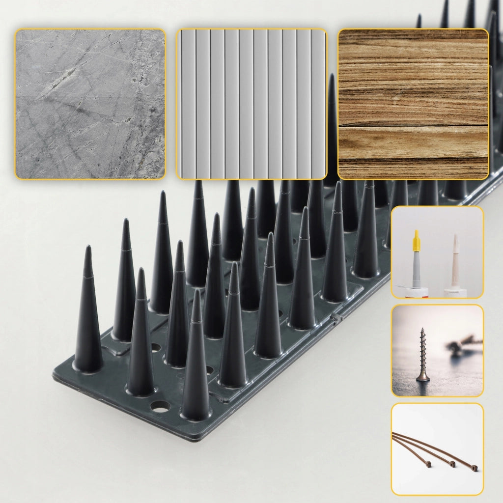Punte anti-piccioni KADAX, 51 cm, in plastica densa e resistente, confezione da 12 pezzi.