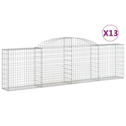 Cestini gabbioni recinzione a gabbia muro di contenimento ad arco 13 pezzi 300 x 30 x 80/100 cm ferro zincato argento 02_0040390