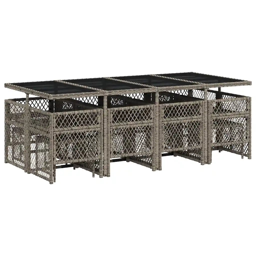 vidaXL Set da Pranzo da Giardino 13pz con Cuscini Grigio in Polyrattan