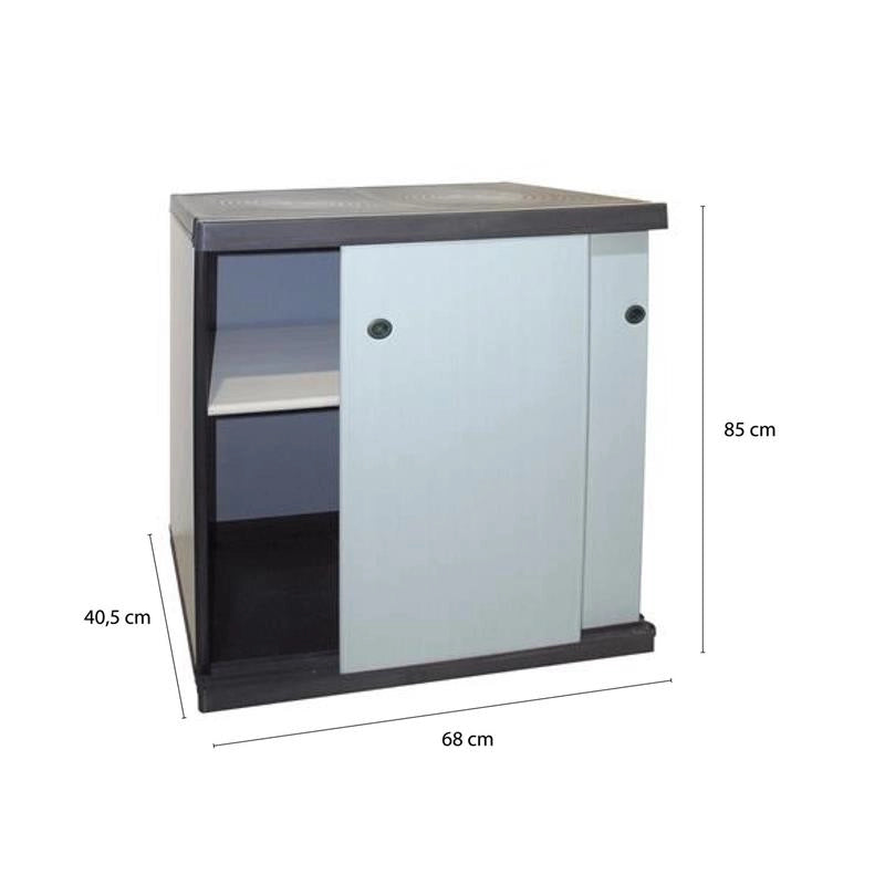 ARMADIO IN RESINA CON RIPIANI E ANTE SCORREVOLIDA INTERNO E DA ESTERNO MISURE 68X40,5X85H CM
