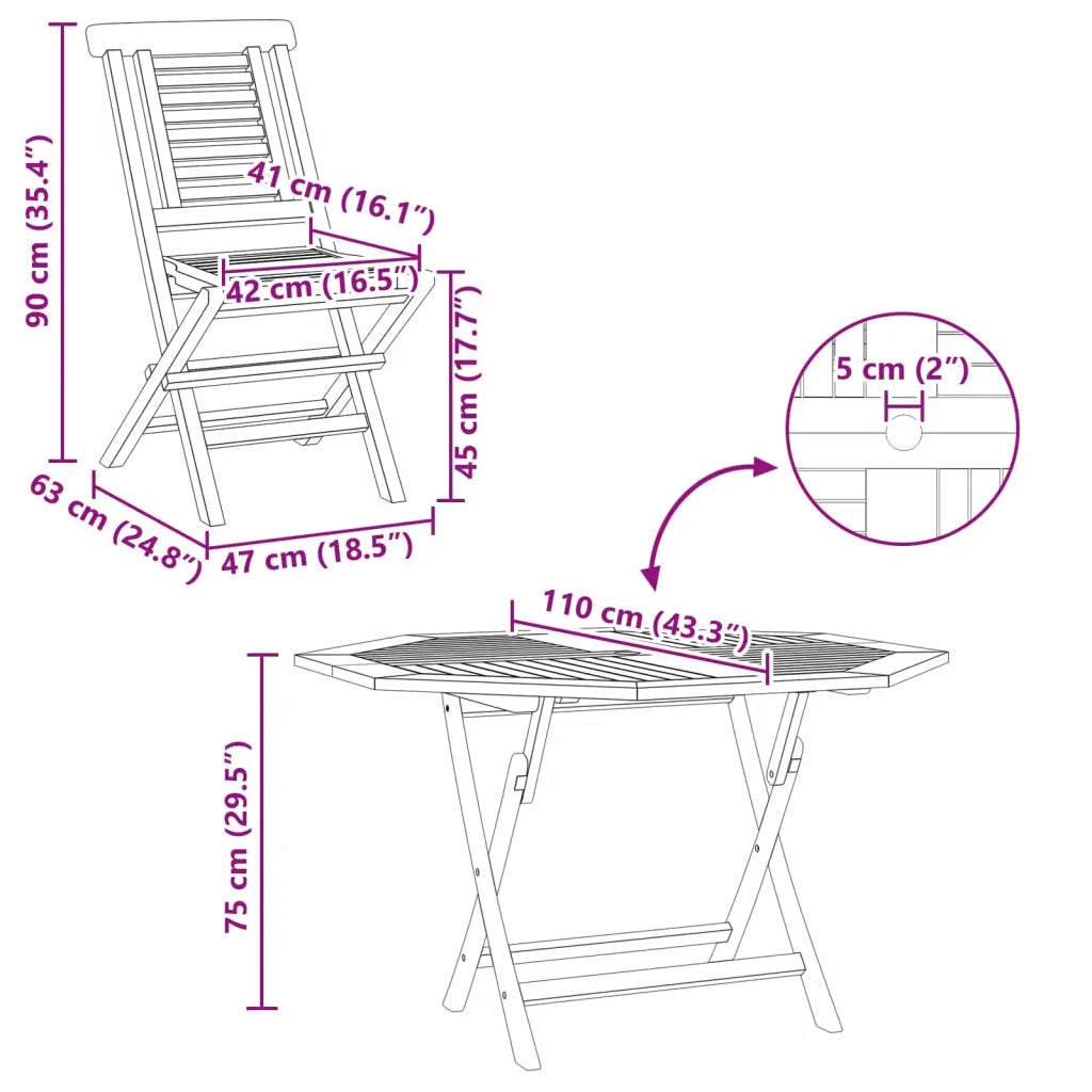 Set da Giardino 5 pz Marrone Legno di teak solido 3437359