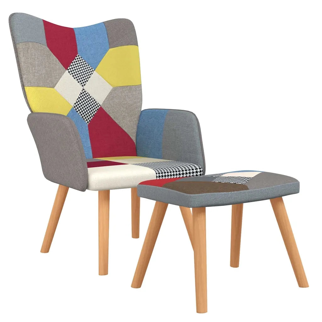 Divano Sedia-Poltrona Relax con Poggiapiedi in Tessuto Patchwork 252726