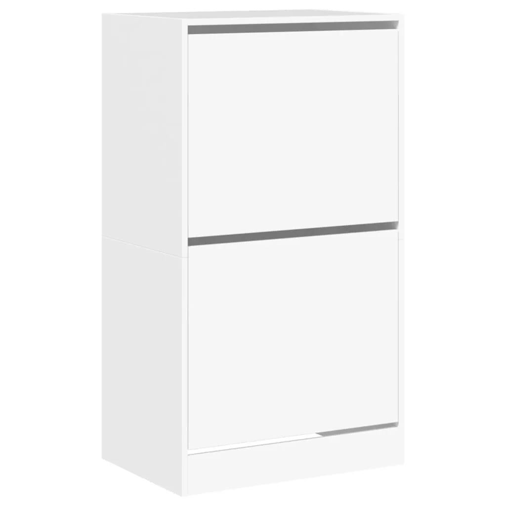 Scarpiera mobiletto portascarpe mobile ingresso/corridoio/soggiorno 2 cassetti a ribalta 60 x 42 x 108 cm bianco 02_0021329