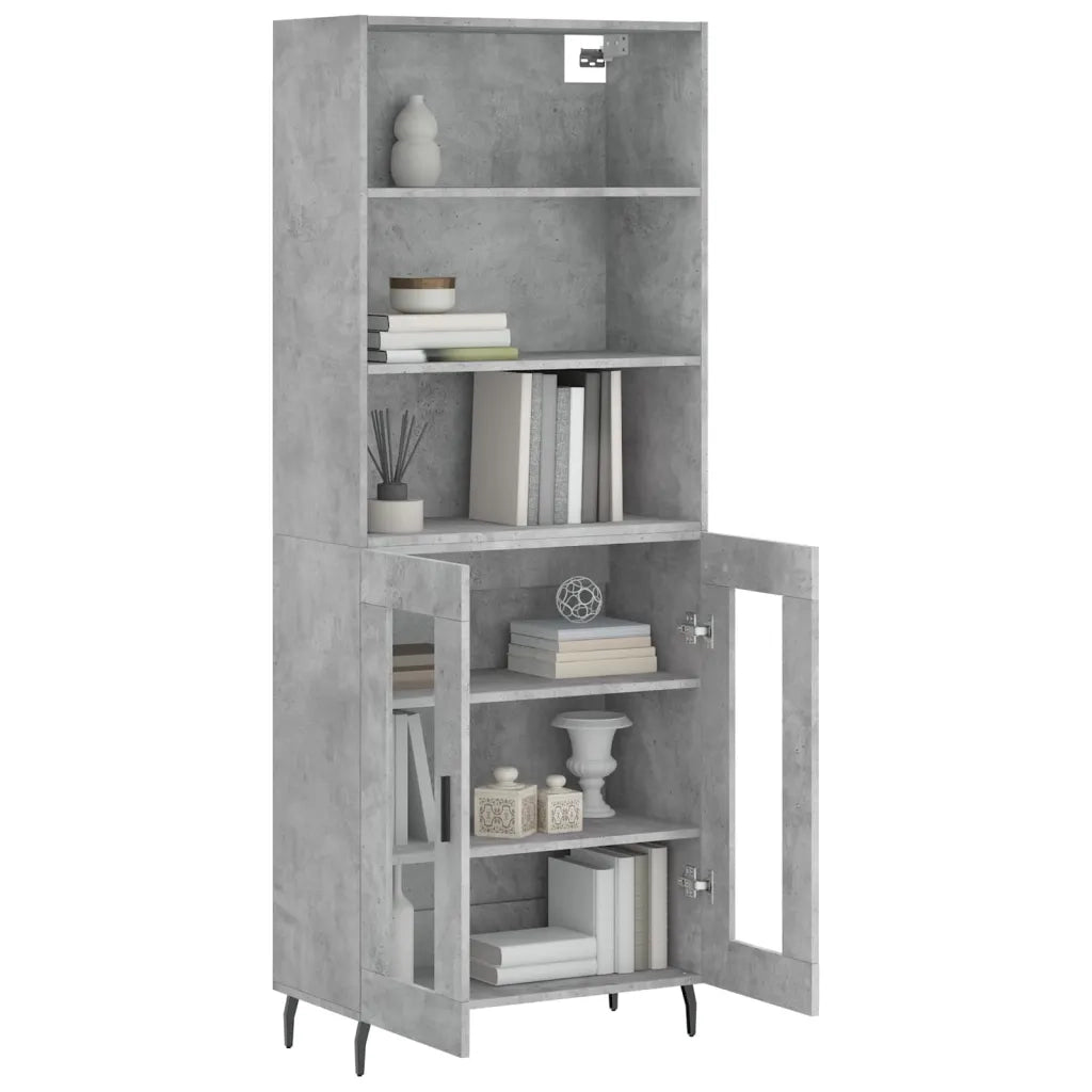 Credenza-Buffet-Armadio da cucina Grigio Cemento 69,5x34x180 cm in Legno Multistrato 756364