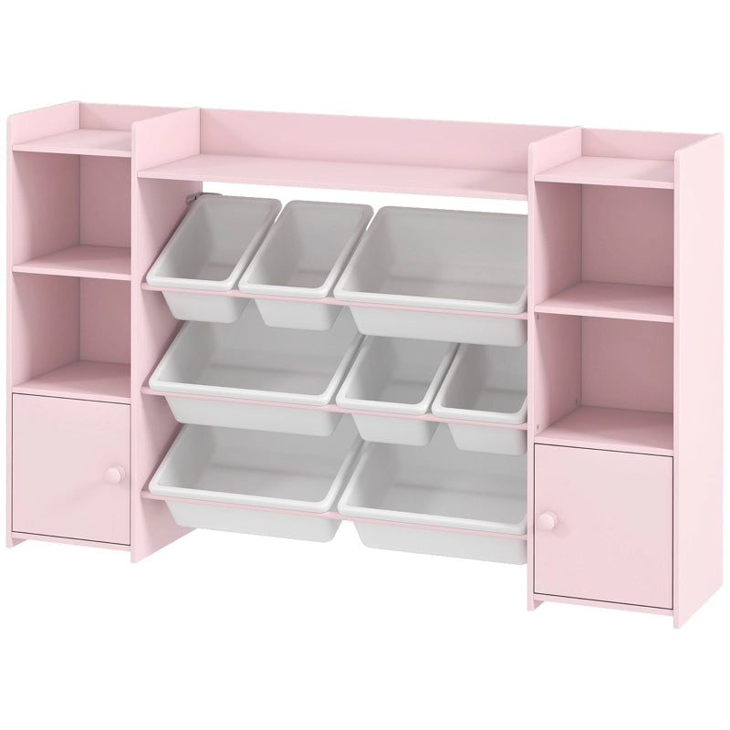 Libreria contenitore per bambini con box estraibili, rosa, 140x30x90 cm
