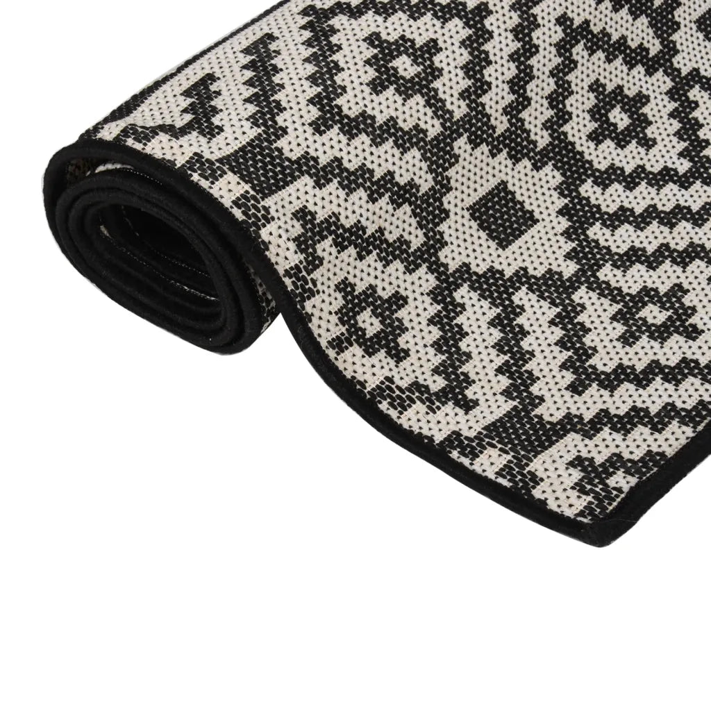 Tappeto da Esterni a Tessitura Piatta 160x230 cm Strisce Nere 340853