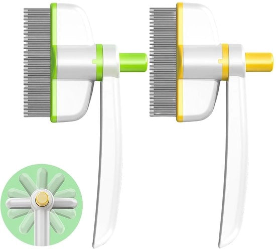 Panno da pelo Professionale per il Pelo Animale - Meccanismo Auto Pulente - Denti in Acciaio Inossidabile - Manico Ergonomico - Adatto per Gatti/Cani - Spazzola per Animali