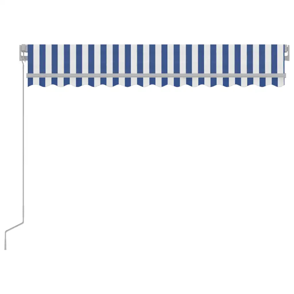 Tenda da Sole Retrattile Manuale con LED 300x250cm Blu e Bianco 3068861