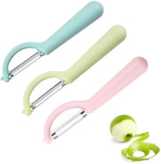 Set di schiacciatori universali da 3 pezzi, sbucciatore di pomodoro, sbucciatore multifunzionale per frutta, schiacciatore di patate in acciaio inossidabile, sbucciatore di mele, sbucciatore di verdure, carote, cetrioli (blu, rosa, verde)