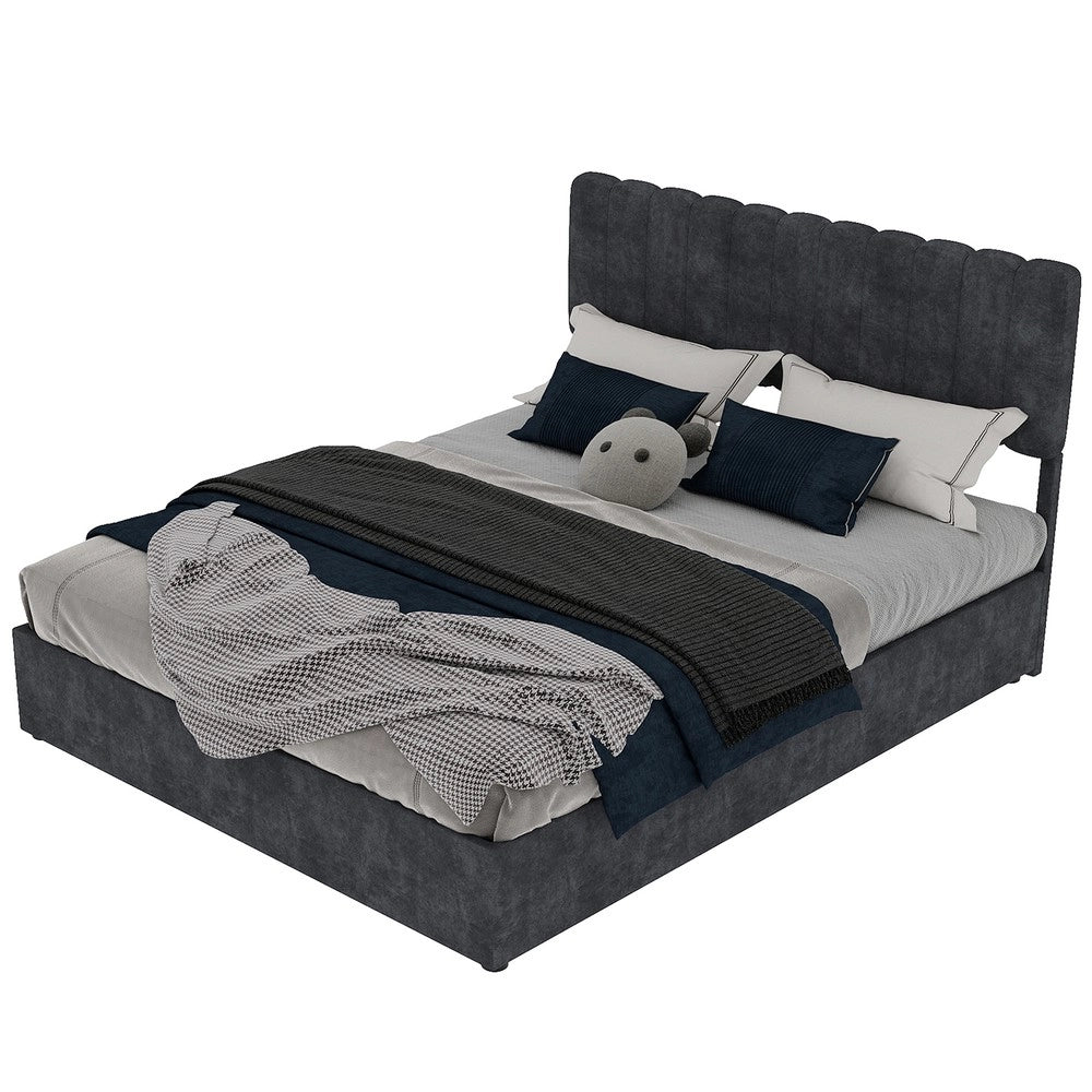 Letto Contenitore Imbottito con Testiera ¨C Xylo ¨C Grigio 160x200 cm