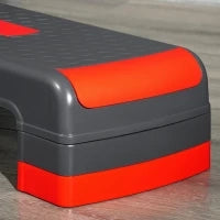 Step Fitness per Aerobica Regolabile su 3 Altezze 10-15-20 cm in Plastica, Nero e Rosso