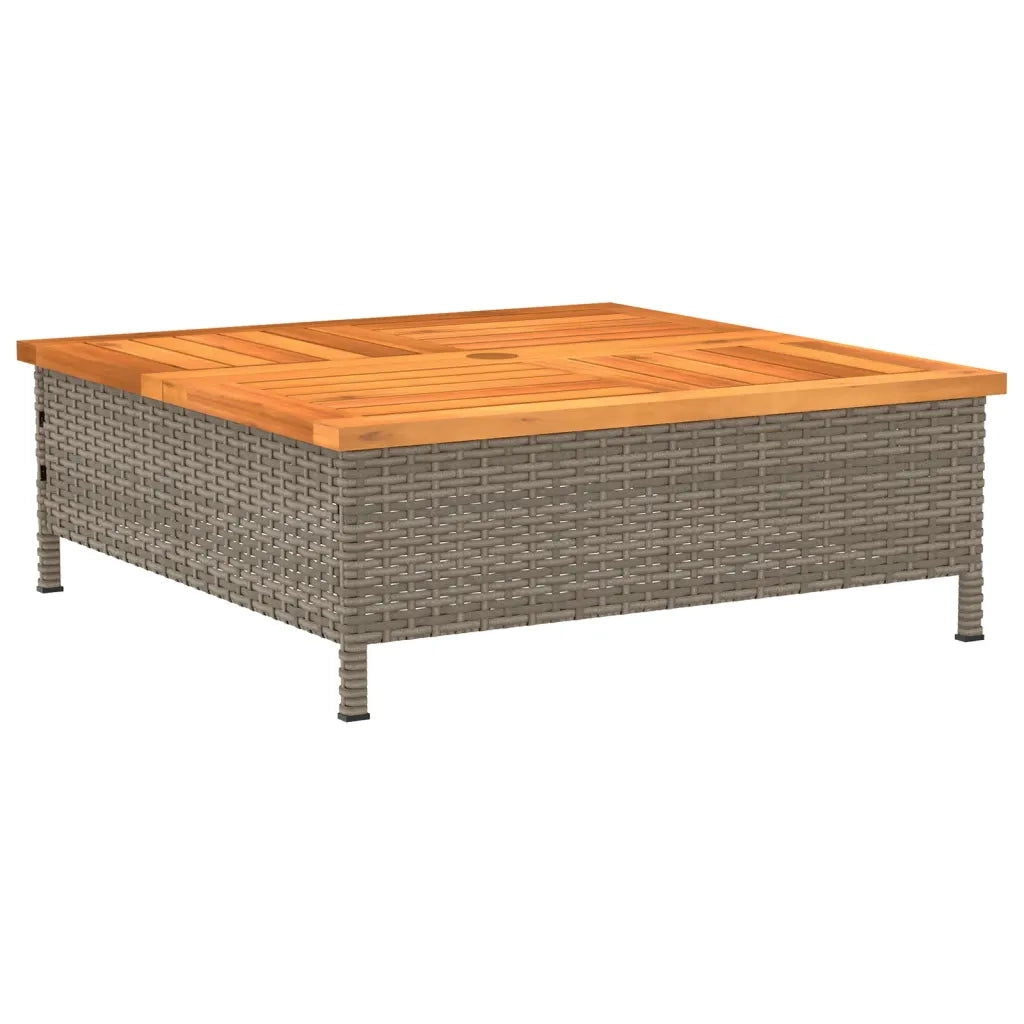 Tavolo da Giardino | Tavolino da esterno Grigio 70x70x25cm Rattan e Legno di Acacia