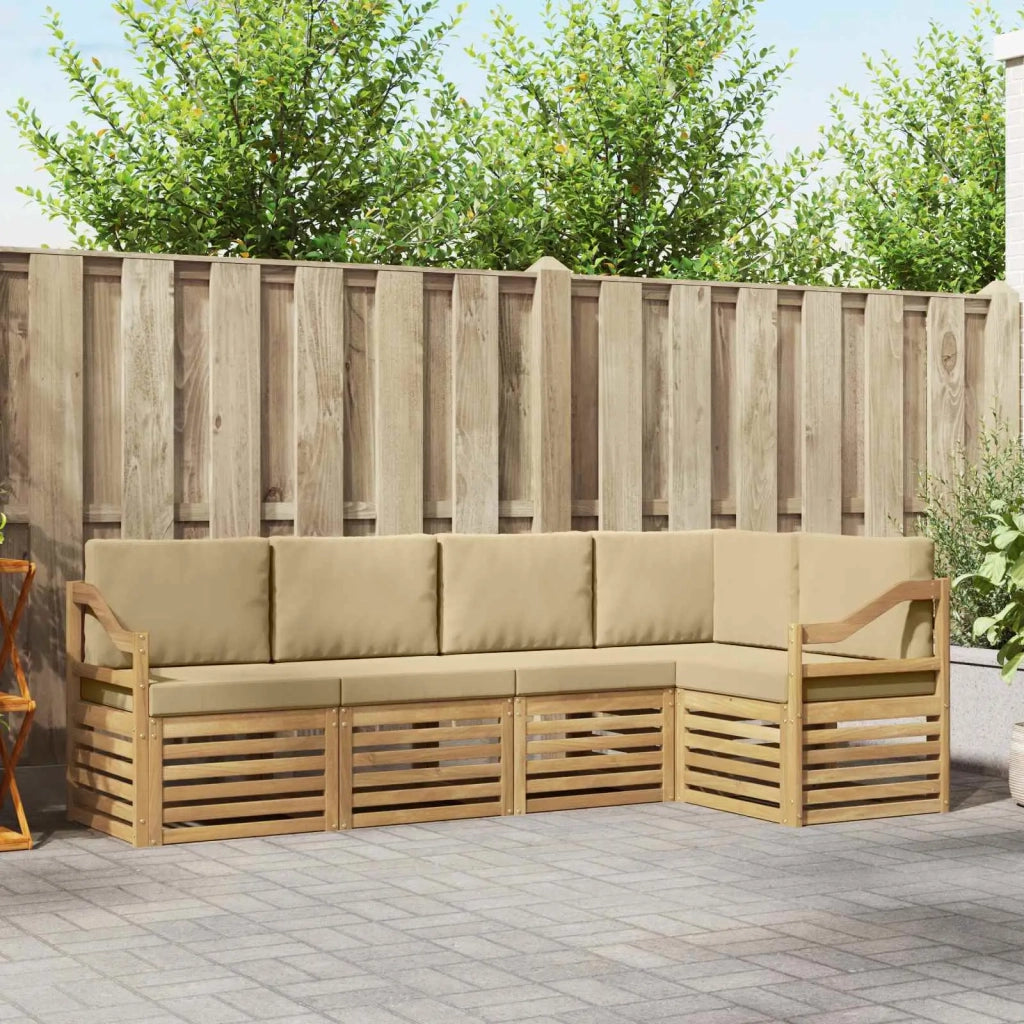 Set di divani da esterno 5 pcs Bianco e Beige