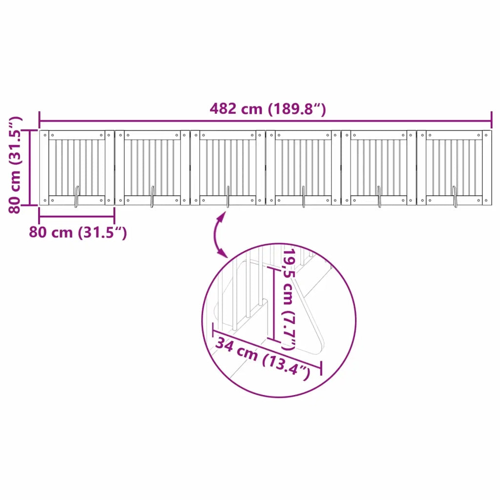 Cancello per cani pieghevole con supporti 6 pz 482 cm 892090