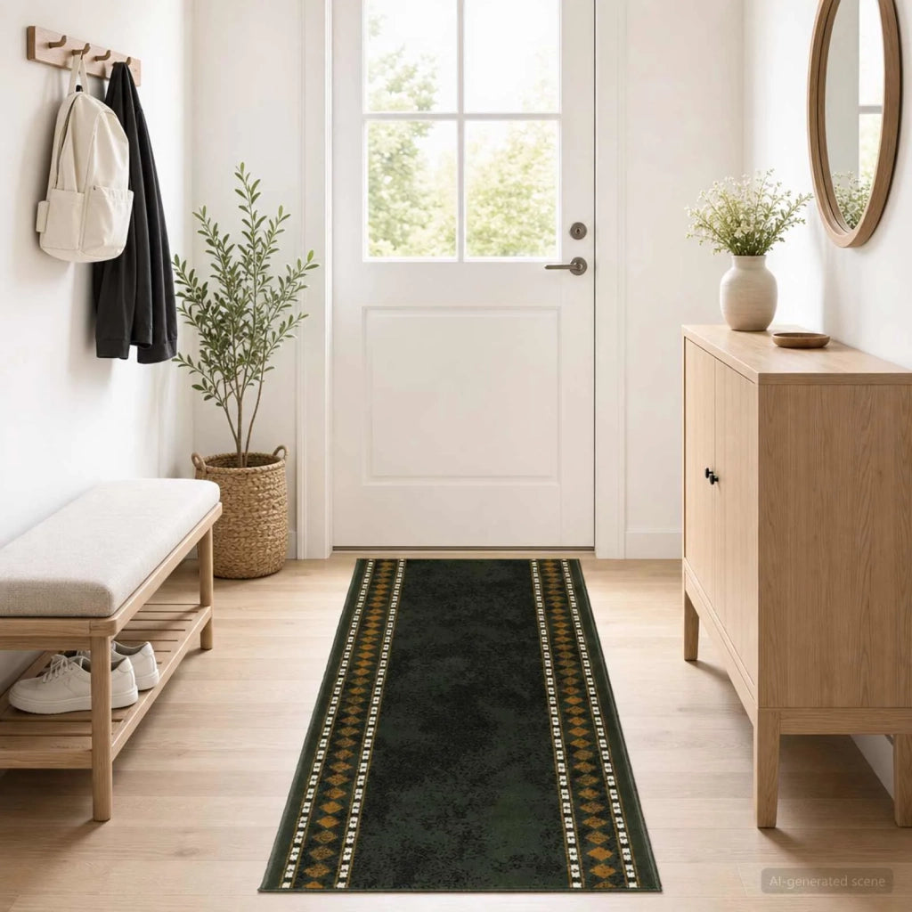 Tappeto Runner FLORNES Tessuto Verde 80 x 450 cm PP 7 mm 42057288