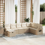 Set Divano da Giardino 8 pz con Cuscini Beige in Polyrattan 3325534