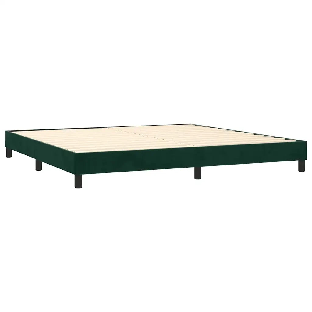 Letto a Molle con Materasso e LED Verde Scuro 200x200cm Velluto