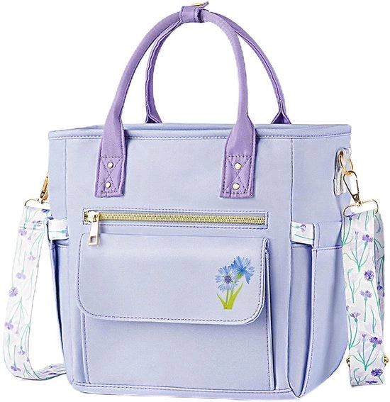 Lunchtas deluxe per donne con disegno di fiori rari - Grande valigetta isolata impermeabile con più tasche e cinturino rimovibile per lavoro/pic nic Regali di Natale per donne