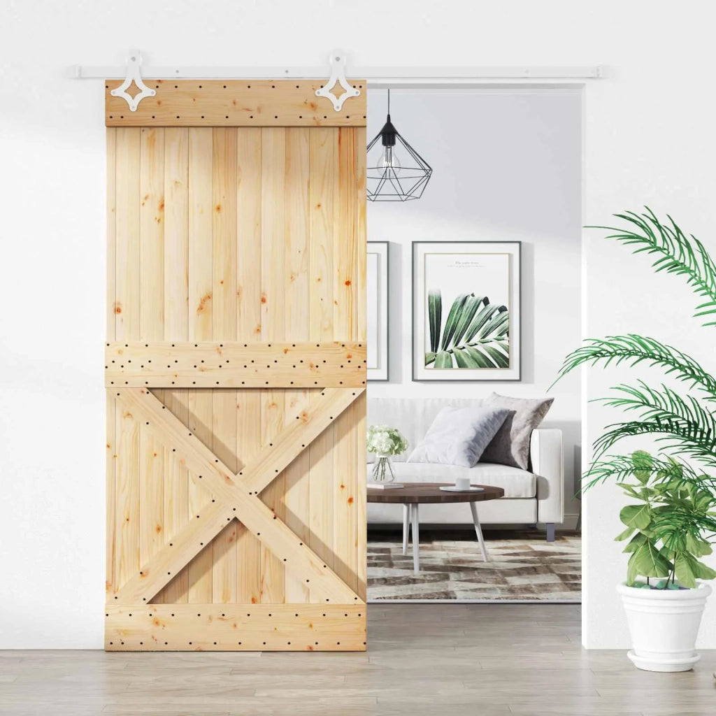 Porta scorrevole Naturale e Bianco 95 x 210 cm 3445117
