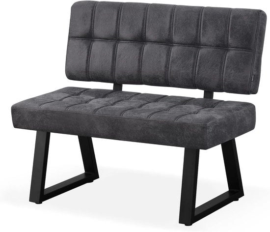 Banca per soggiorno con schienale - Bancareclinata - Cucina in stile industriale moderno - 100 cm - Nero