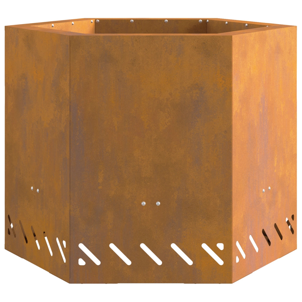 Caminetto senza fumi Esagonale 58x58x51 cm Acciaio invecchiato