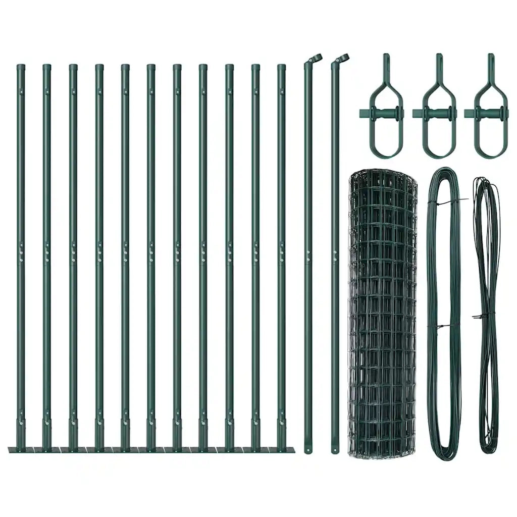 Recinzione da Giardino | Recinzione con Posto Verde 1 x 25 m Acciaio e PVC