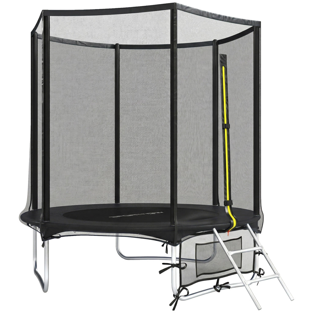 Trampolino Esterno con Rete di Sicurezza e Scala ¨C Zephmum ¨C Nero ?183 cm