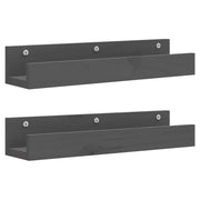 2 pz Mensole da Parete | Scaffali a Parete | Ripiano a parete Grigio 50x12x9cm Legno Massello di Pino