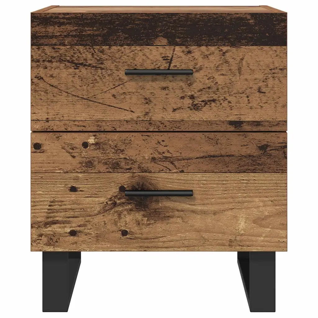 Armadio da Notte 2 pcs Legno Antico e Nero 40 x 35 x 47,5 cm