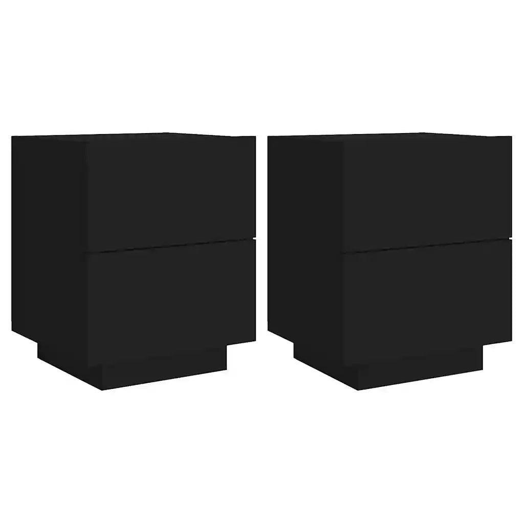 Comodini con Luci LED 2pz-Set di 2 Tavolino da notte Neri in Legno Multistrato