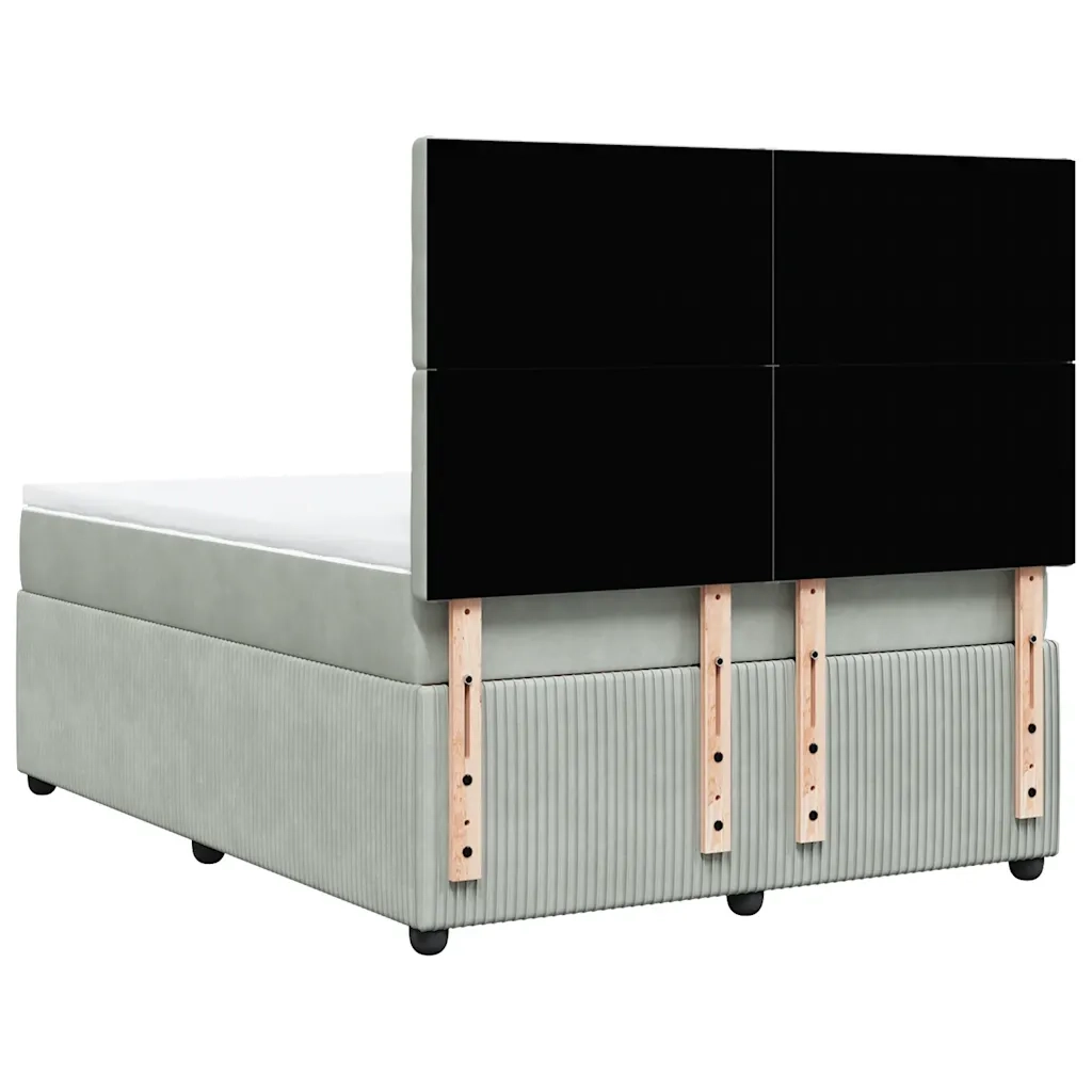 Giroletto a Molle con Materasso Grigio Chiaro 140x200cm Velluto