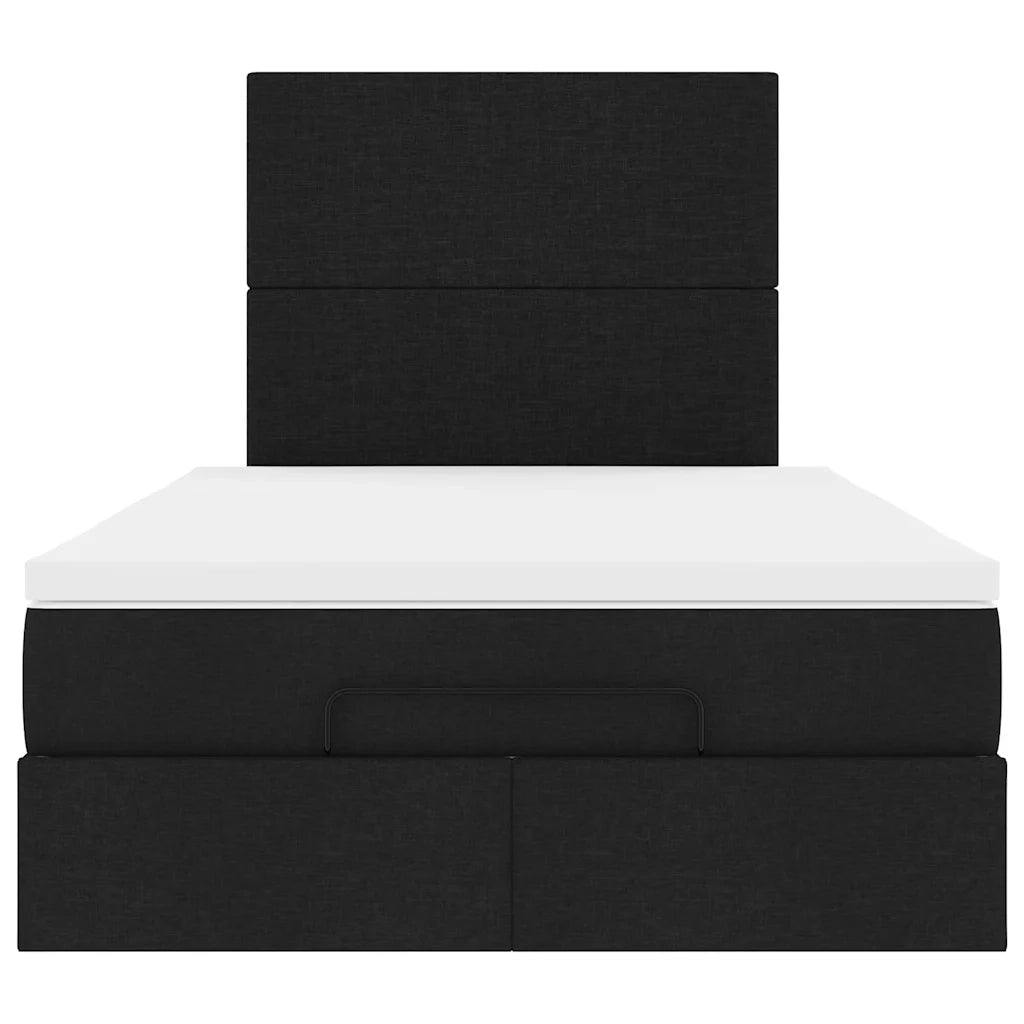 Struttura Letto Pouf con Materasso Nero 120x200 cm in Tessuto 3313915