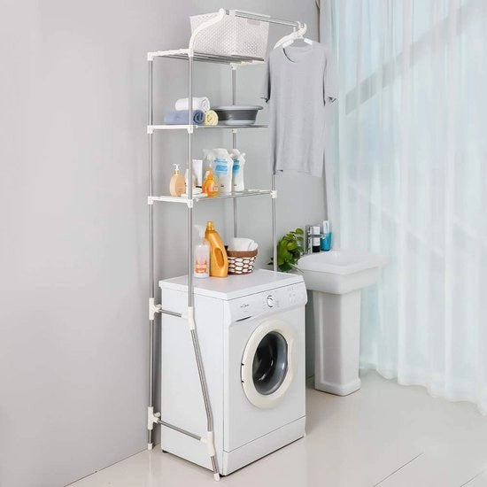 Scaffalatura per bagno multifunzionale - 1 pezzo - acciaio inossidabile - regolabile